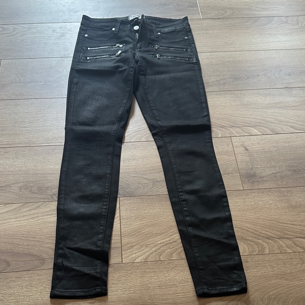 PAIGE Black Skinny Jeans with Zipper Details